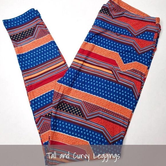 LuLaRoe TC Leggings Red Blue NEW - Picture 1 of 1